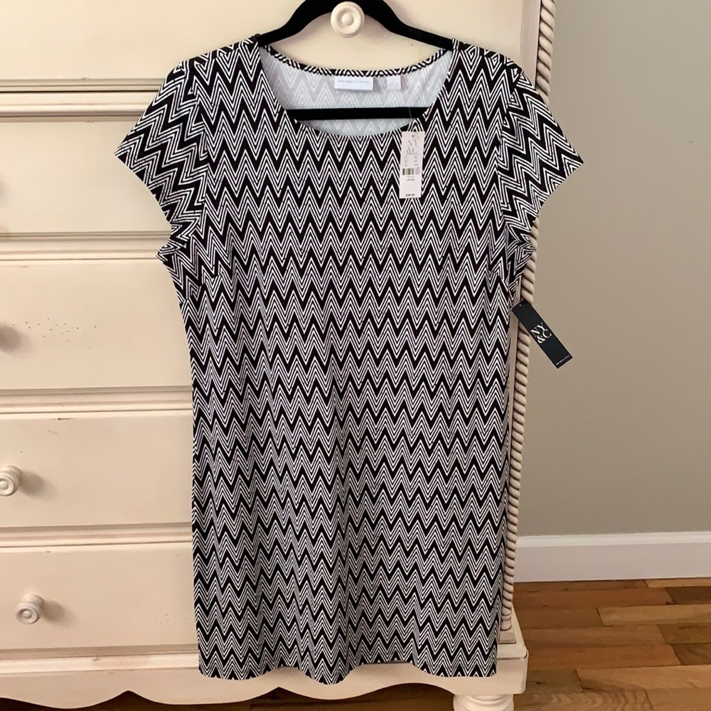 New York & Co. Sheath Dress Sz L Black & White NWT